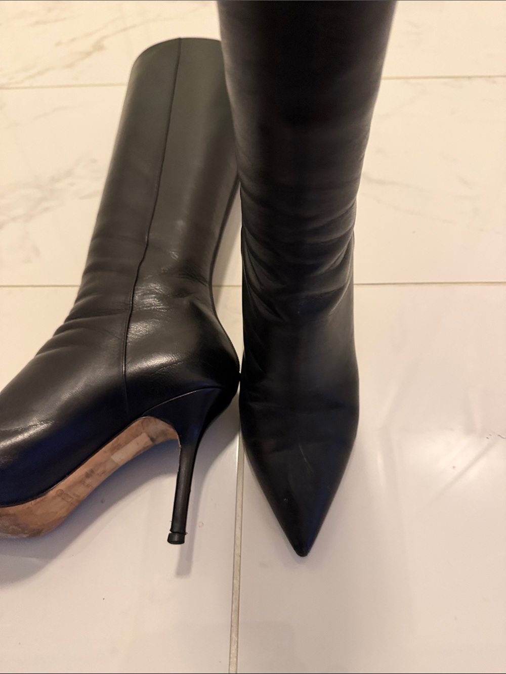 Jimmy Choo Black Over-the-Knee Pointed Toe Boots - Picture 12 of 12